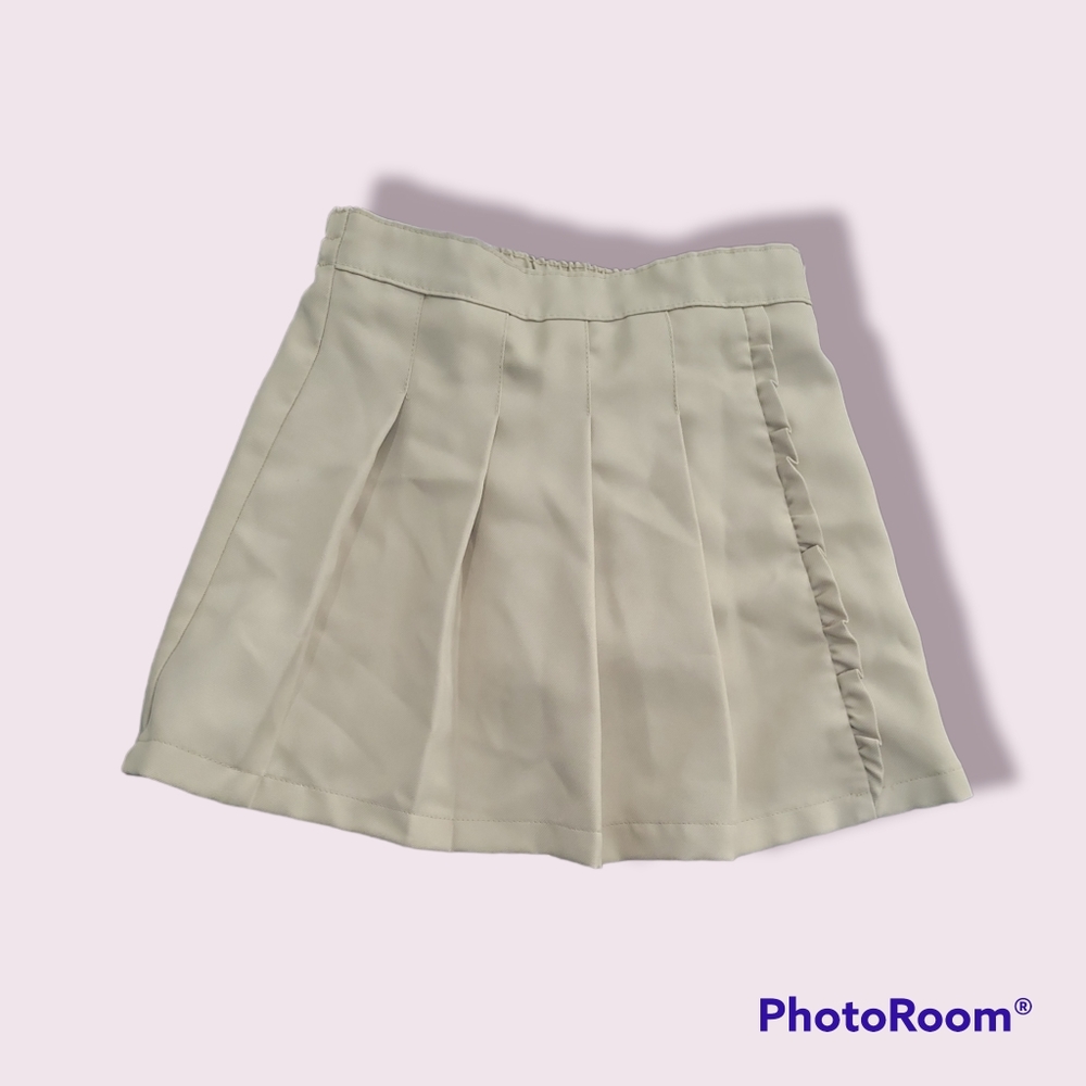 Girls Khaki Pleated Skirt